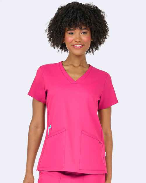 Focus V-Neck Top in Azalea