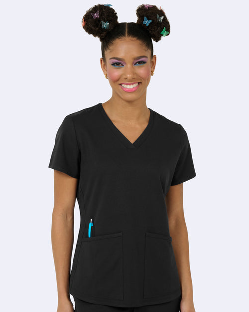 Focus V-Neck Top in Black