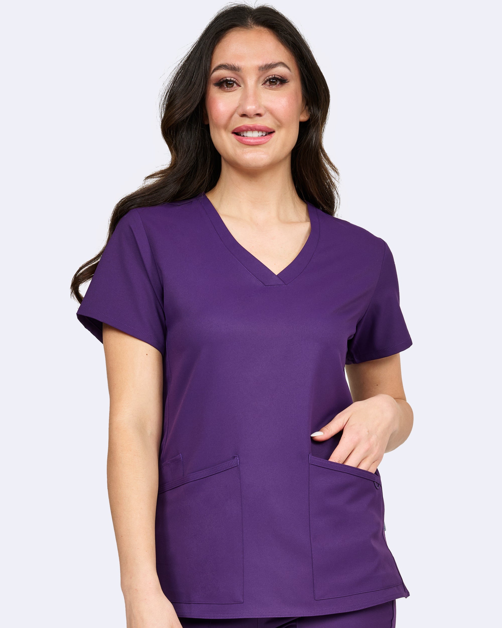 Focus V-Neck Top in Eggplant