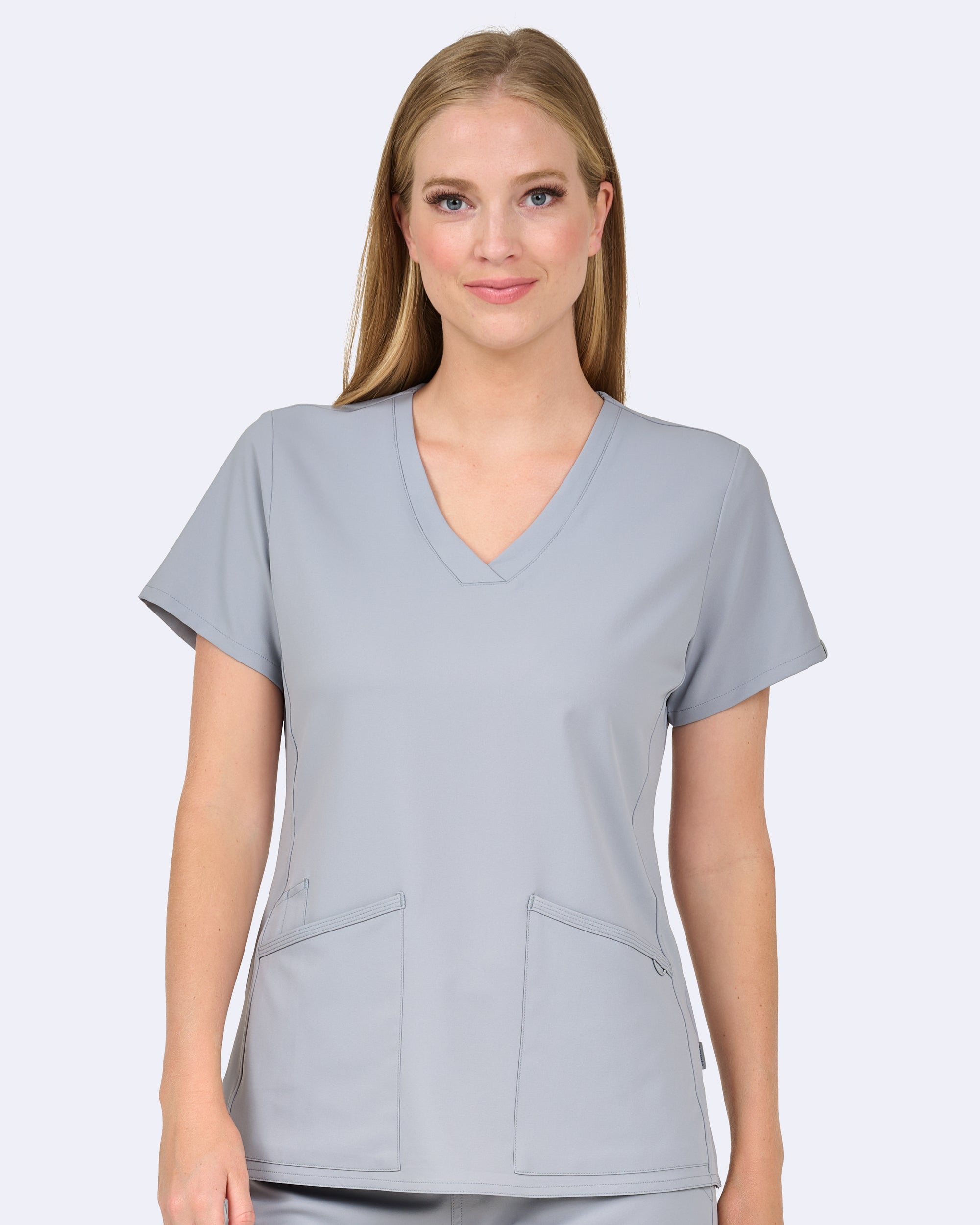 Focus V-Neck Top in Light Grey