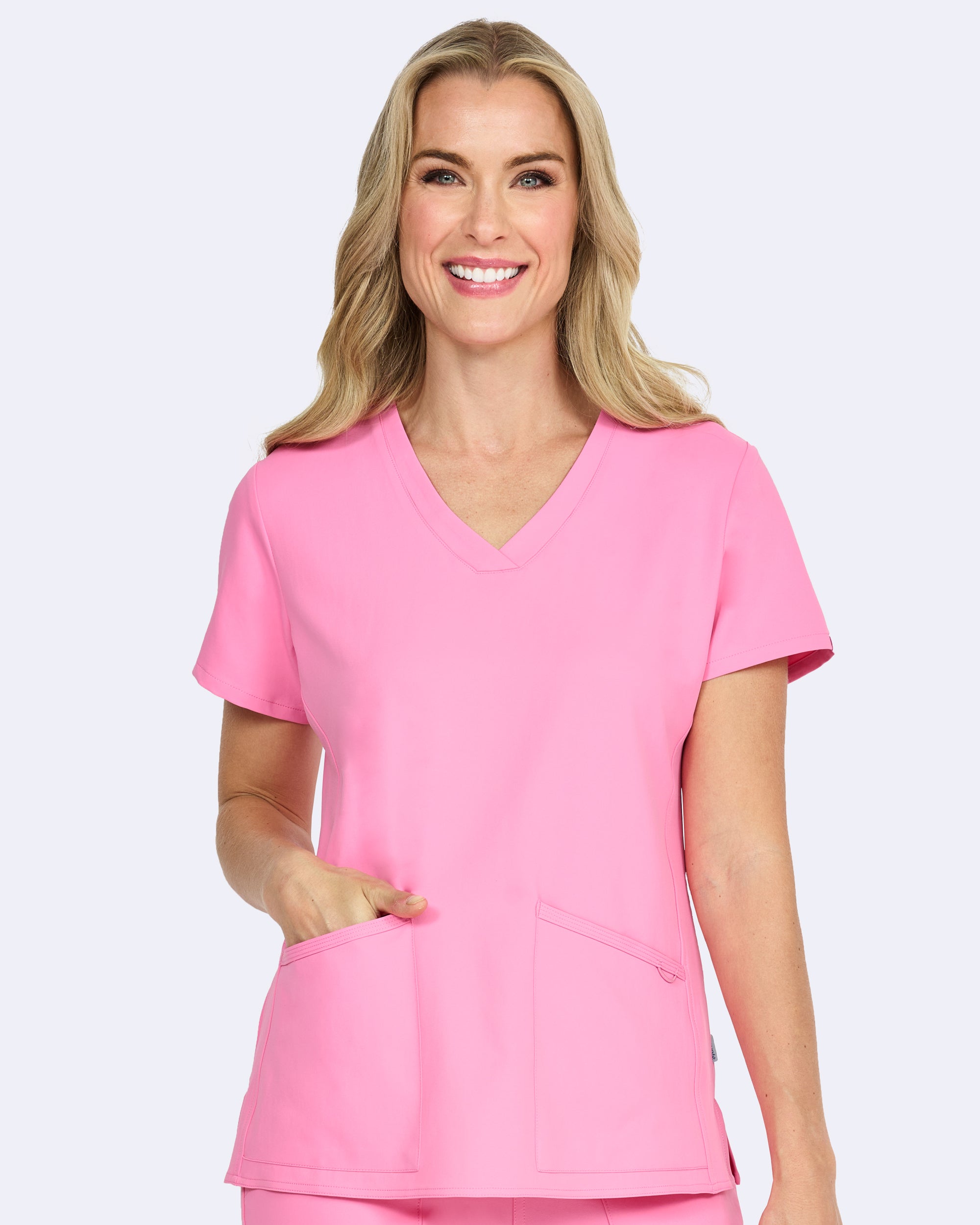 Focus V-Neck Top in Pink Lemonade