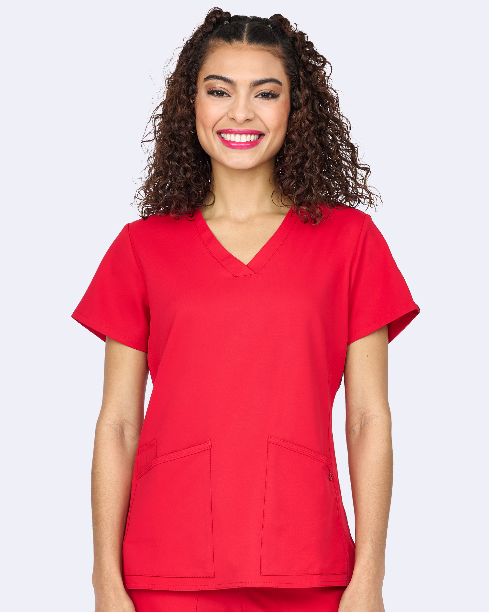 Focus V-Neck Top in Red