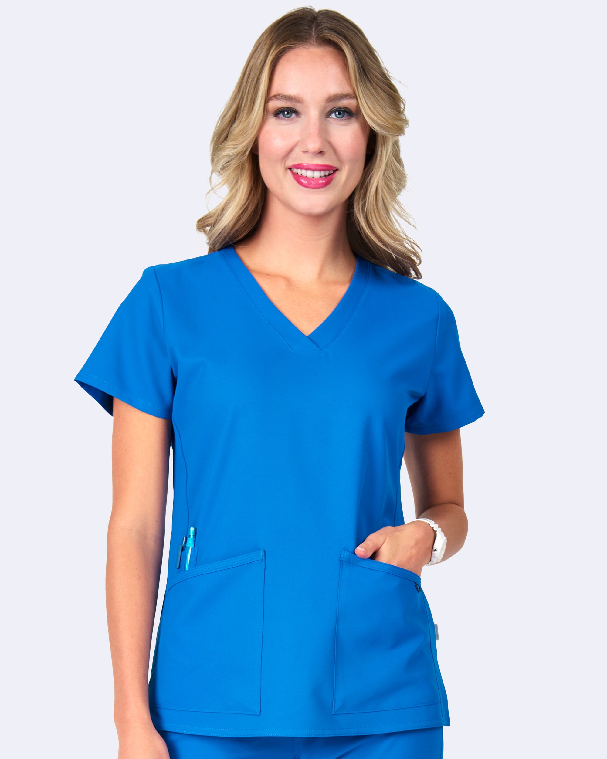 Focus V-Neck Top in Royal