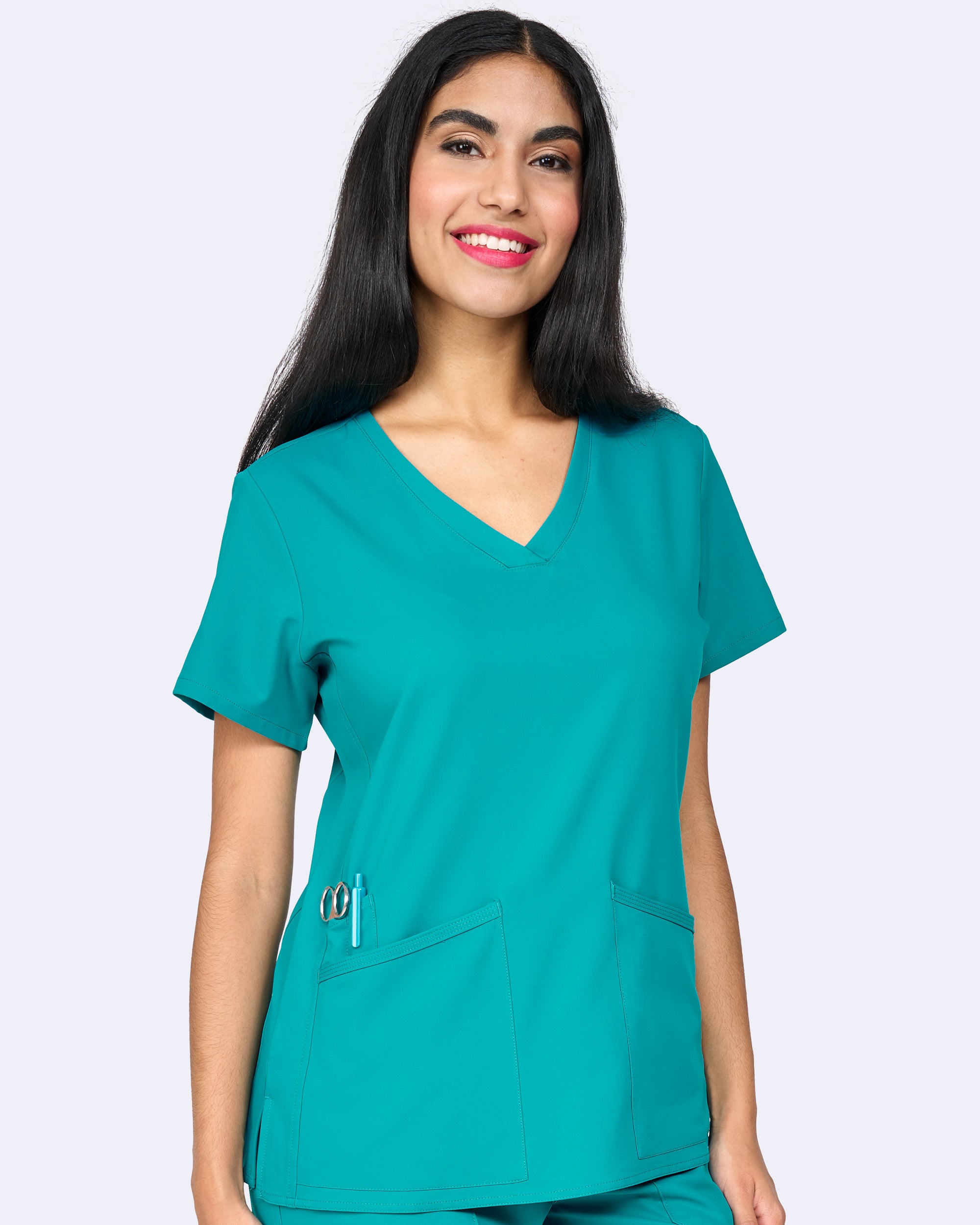 Focus V-Neck Top in Teal