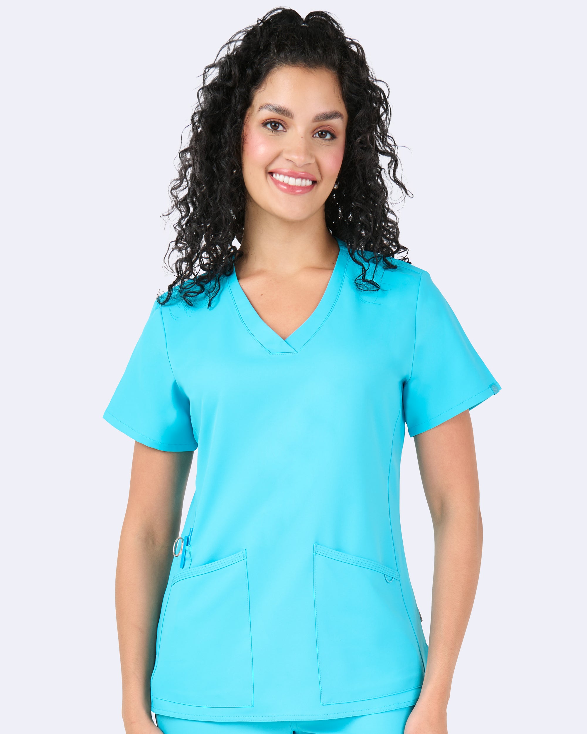 Focus V-Neck Top in Turquoise