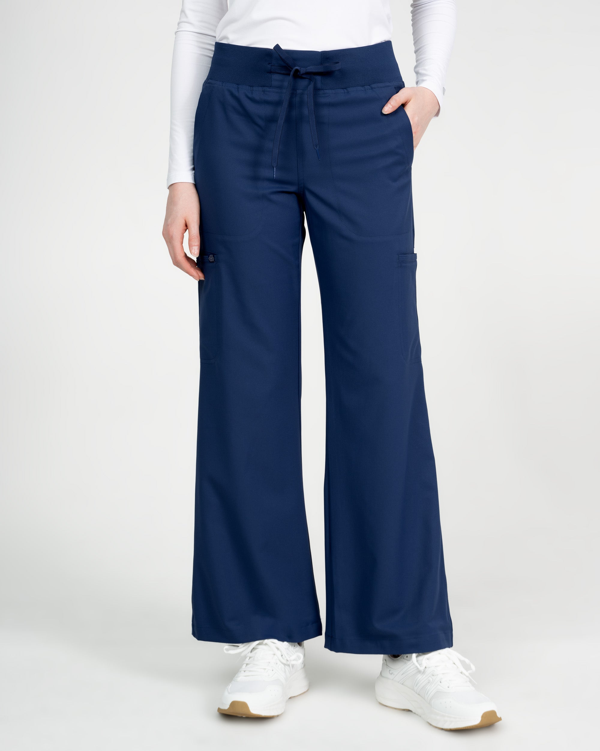 Studio Wide Leg Flare Pant - Petite in Navy